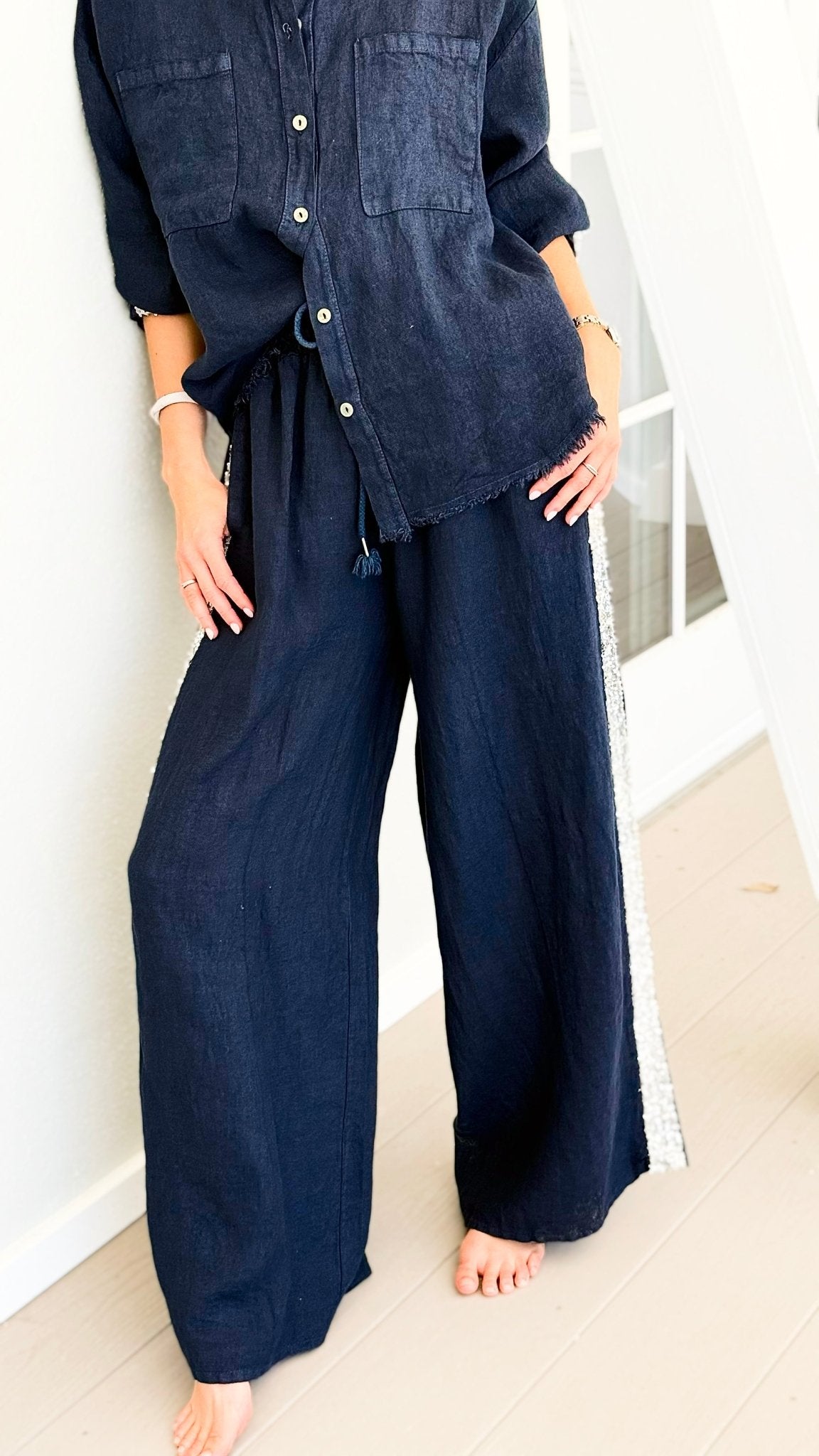 The Miami Linen Italian Pant - Navy