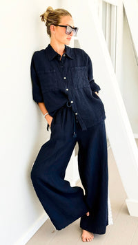 The Miami Linen Italian Pant - Navy