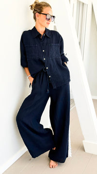 The Miami Linen Italian Pant - Navy