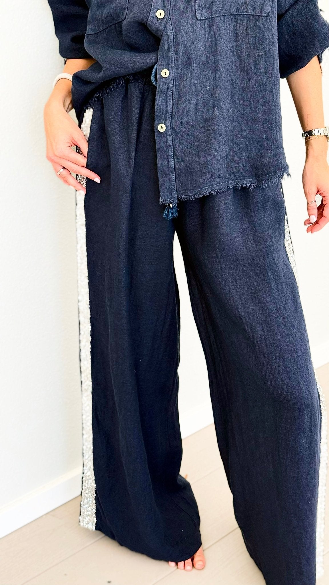 The Miami Linen Italian Pant - Navy