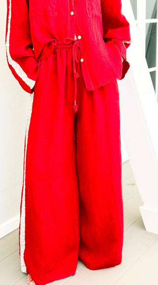 The Miami Linen Italian Pant - Red