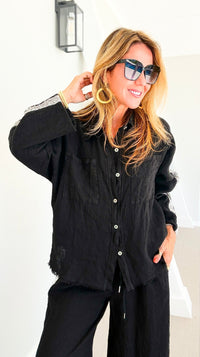 The Miami Linen Italian Top - Black