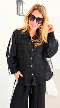 The Miami Linen Italian Top - Black