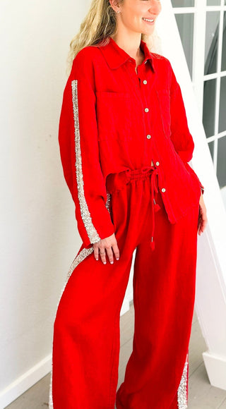The Miami Linen Italian Top - Red