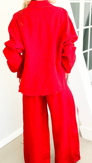 The Miami Linen Italian Top - Red