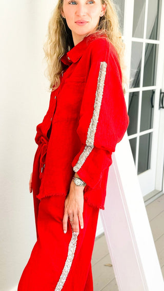 The Miami Linen Italian Top - Red