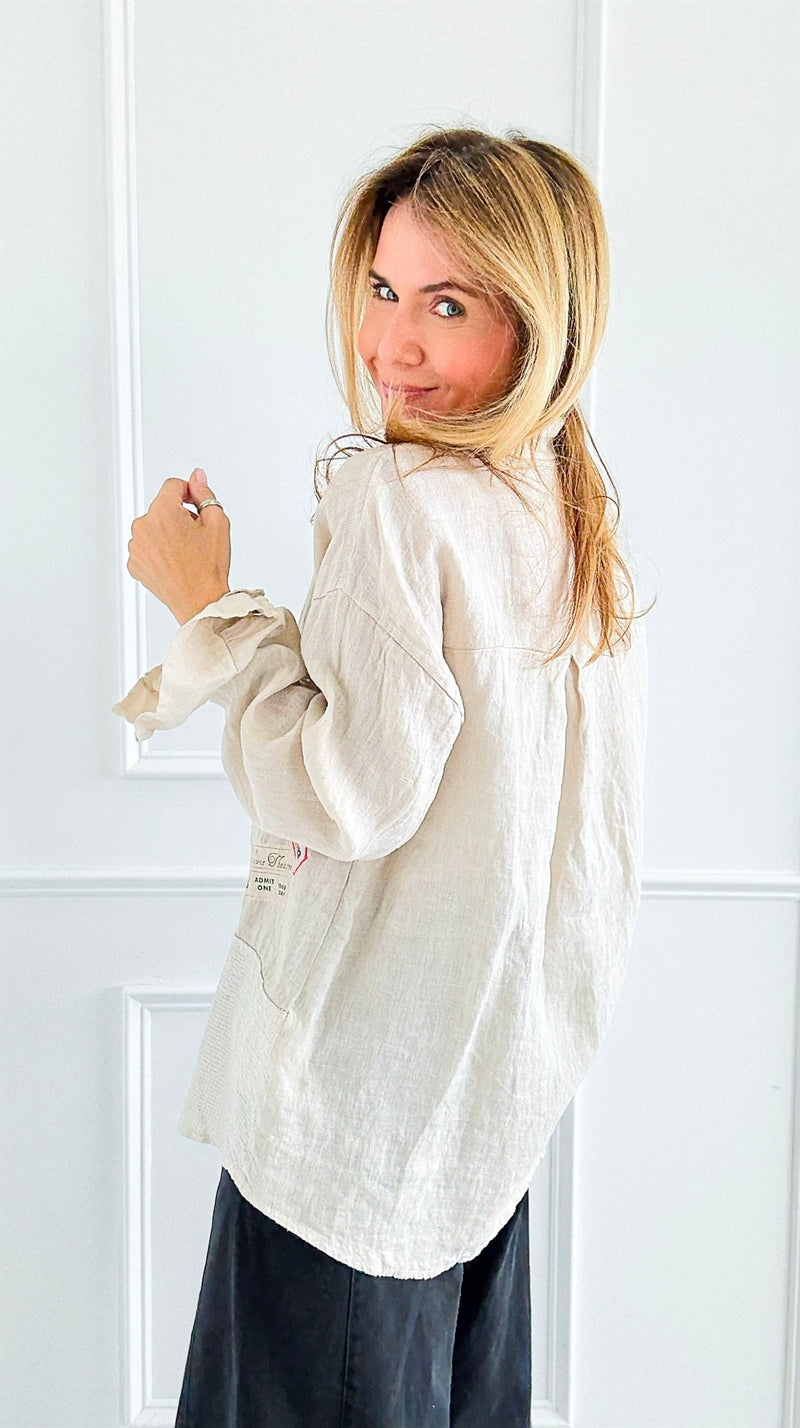 Ticket To Love Italian Button Down Top-110 Long Sleeve Tops-GI STUDIO-Coastal Bloom Boutique, find the trendiest versions of the popular styles and looks Located in Indialantic, FL