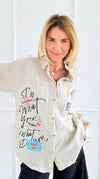 Ticket To Love Italian Button Down Top-110 Long Sleeve Tops-GI STUDIO-Coastal Bloom Boutique, find the trendiest versions of the popular styles and looks Located in Indialantic, FL