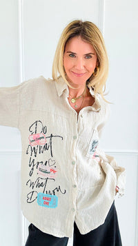 Ticket To Love Italian Button Down Top-110 Long Sleeve Tops-GI STUDIO-Coastal Bloom Boutique, find the trendiest versions of the popular styles and looks Located in Indialantic, FL