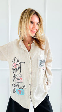 Ticket To Love Italian Button Down Top-110 Long Sleeve Tops-GI STUDIO-Coastal Bloom Boutique, find the trendiest versions of the popular styles and looks Located in Indialantic, FL