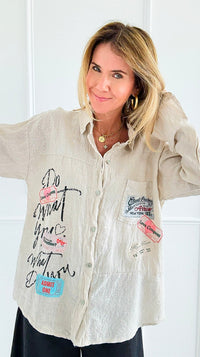 Ticket To Love Italian Button Down Top-110 Long Sleeve Tops-GI STUDIO-Coastal Bloom Boutique, find the trendiest versions of the popular styles and looks Located in Indialantic, FL
