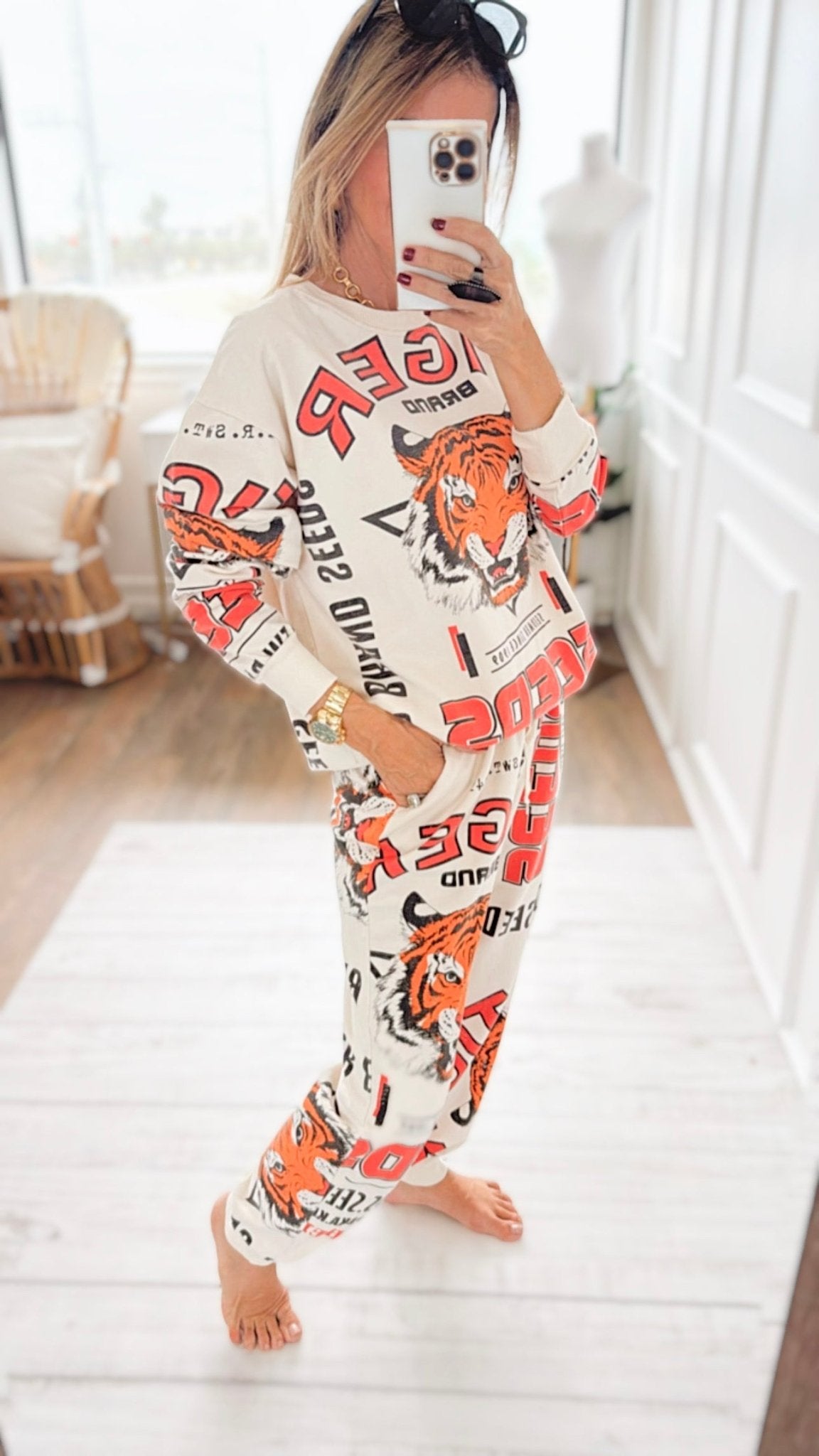 Tiger Seeds-Block Print Jogger Pant-100 Pants-L.A SOUL-Coastal Bloom Boutique, find the trendiest versions of the popular styles and looks Located in Indialantic, FL