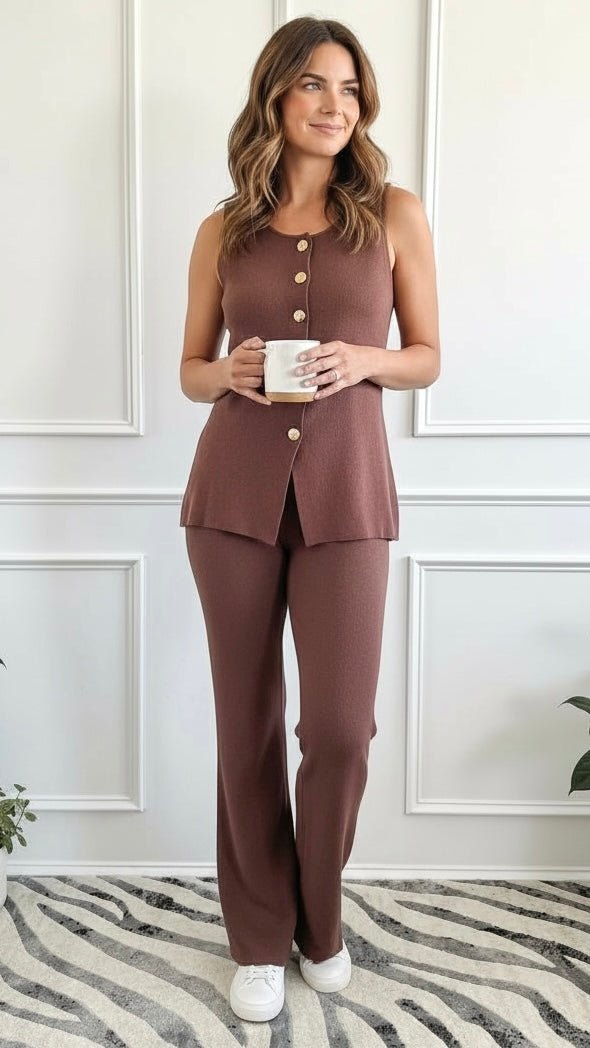Timeless Button Detail-210 Loungewear/Sets-litaga-Coastal Bloom Boutique, find the trendiest versions of the popular styles and looks Located in Indialantic, FL