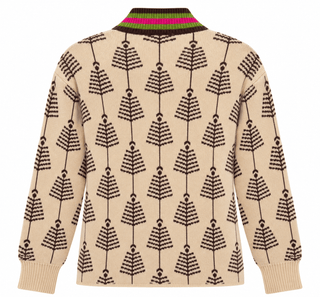 Tree Print Split Neck Top