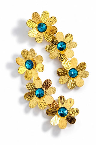 Triple Blooming Beauty Earring - Blue