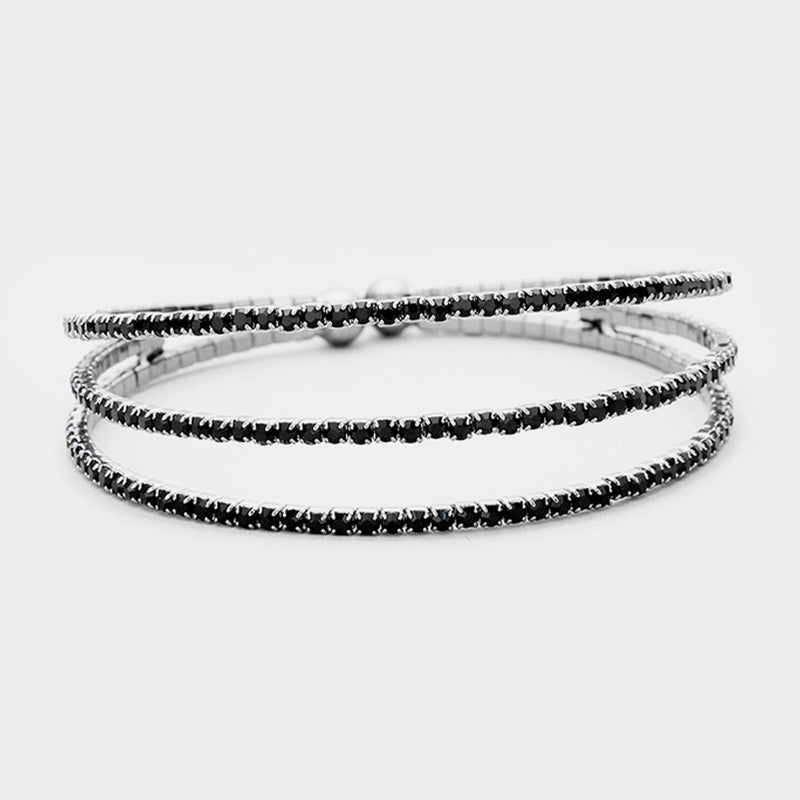 Triple Dazzle Cuff Bracelet - Jet Black-230 Jewelry-NYW-Coastal Bloom Boutique, find the trendiest versions of the popular styles and looks Located in Indialantic, FL