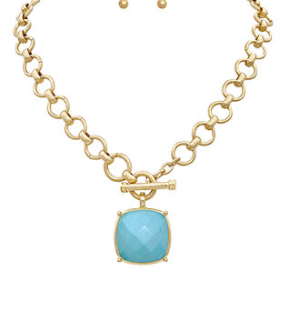 Radiant Glow Pendant  Necklace - Turquoise