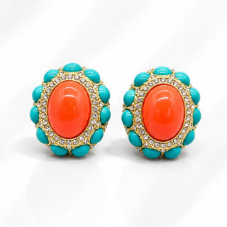 Turquoise Coral Dome Earrings