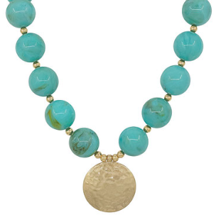 Marbled Pendant Magnetic Necklace - Turquoise