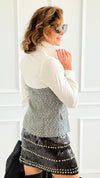 Tweed Contrast Detail Top-130 Long Sleeve Tops-Must Have-Coastal Bloom Boutique, find the trendiest versions of the popular styles and looks Located in Indialantic, FL