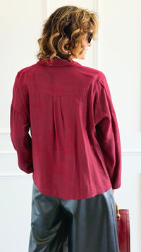 Twist Of Elegance Italian Button Top-110 Long Sleeve Tops-MAY MODA-Coastal Bloom Boutique, find the trendiest versions of the popular styles and looks Located in Indialantic, FL