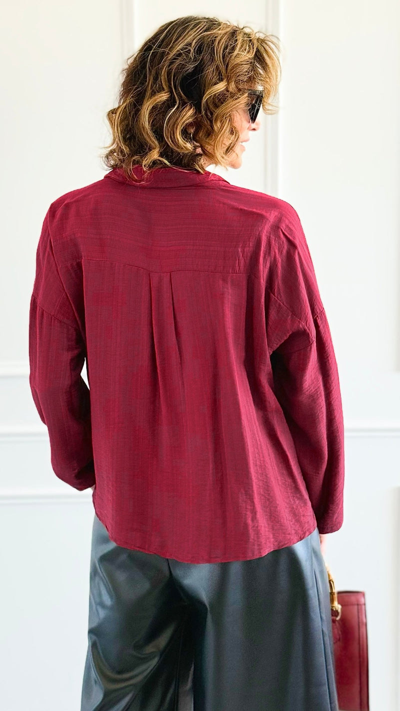Twist Of Elegance Italian Button Top-110 Long Sleeve Tops-MAY MODA-Coastal Bloom Boutique, find the trendiest versions of the popular styles and looks Located in Indialantic, FL