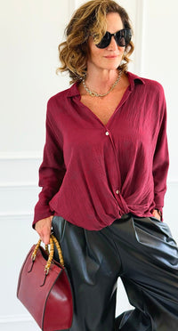 Twist Of Elegance Italian Button Top-110 Long Sleeve Tops-MAY MODA-Coastal Bloom Boutique, find the trendiest versions of the popular styles and looks Located in Indialantic, FL