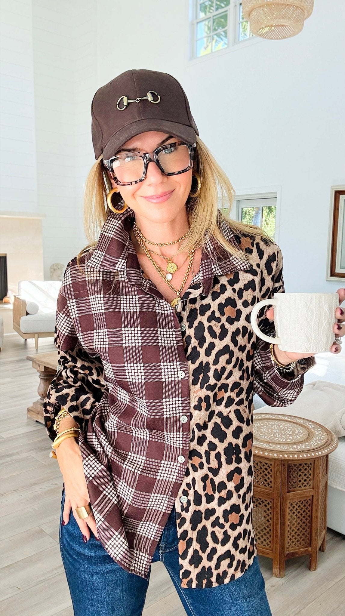 Two Sides Story Italian Button- Down Top-110 Long Sleeve Tops-SEÑORITA C-Coastal Bloom Boutique, find the trendiest versions of the popular styles and looks Located in Indialantic, FL