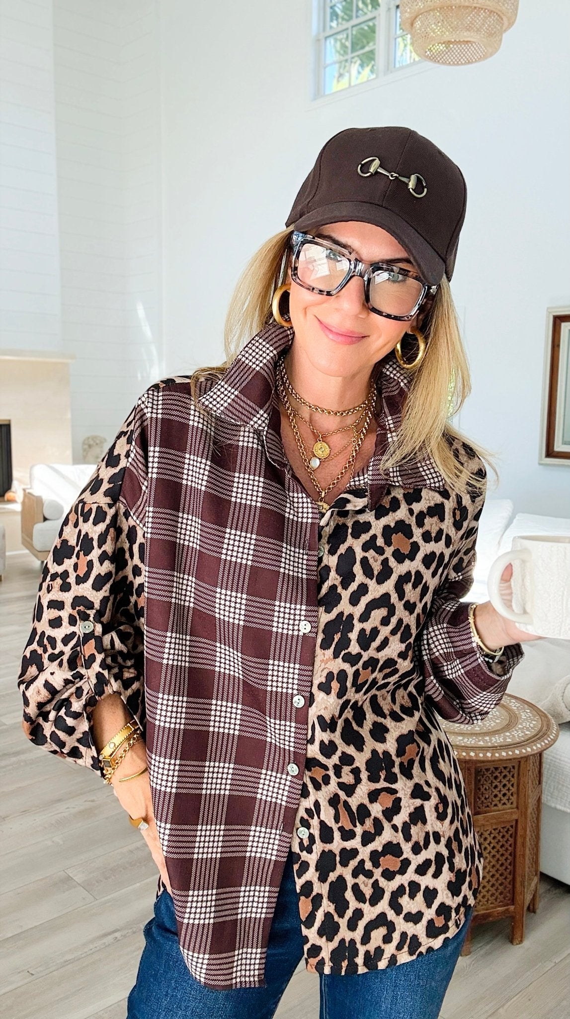 Two Sides Story Italian Button- Down Top-110 Long Sleeve Tops-SEÑORITA C-Coastal Bloom Boutique, find the trendiest versions of the popular styles and looks Located in Indialantic, FL