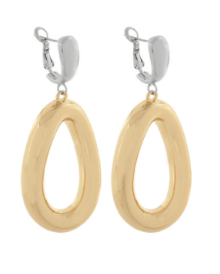 Two Tone Teardrop Drop Earrings