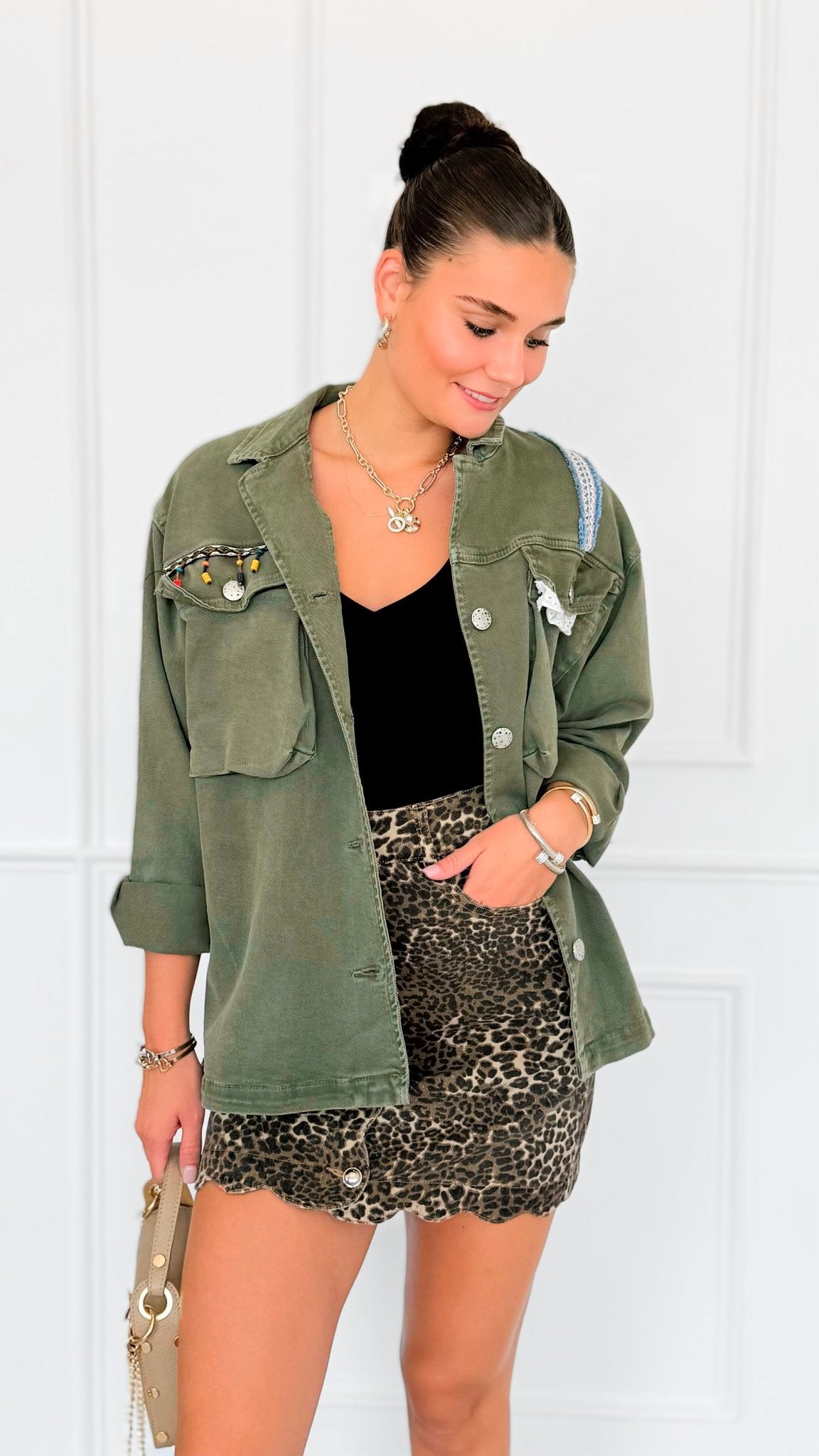 Untamed Charm Button Skirt-170 Bottoms-SO ME-Coastal Bloom Boutique, find the trendiest versions of the popular styles and looks Located in Indialantic, FL