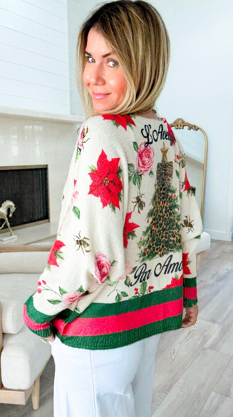 Untamed Holiday Bloom Italian Emilia Knit Sweater-140 Sweaters-SORPRESA-Coastal Bloom Boutique, find the trendiest versions of the popular styles and looks Located in Indialantic, FL