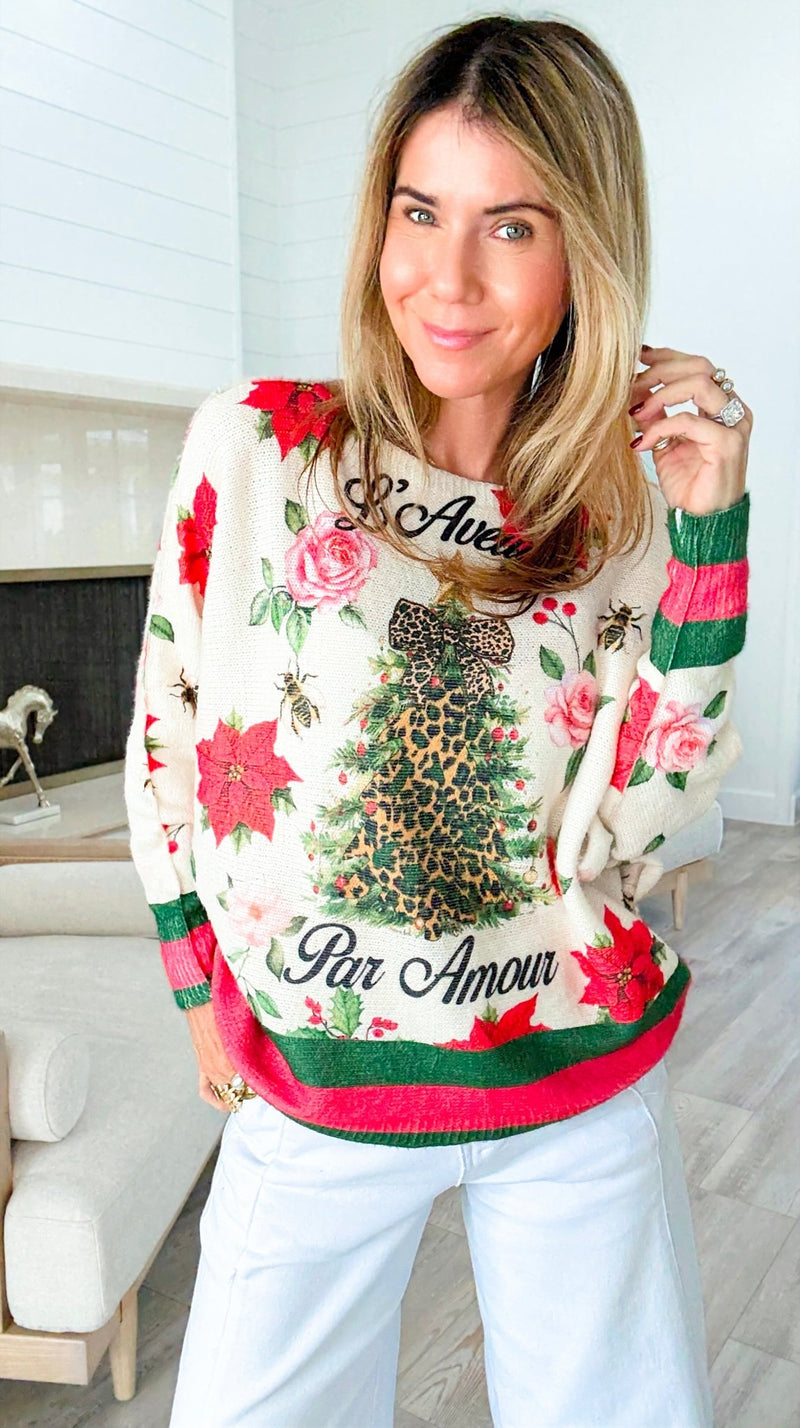 Untamed Holiday Bloom Italian Emilia Knit Sweater-140 Sweaters-SORPRESA-Coastal Bloom Boutique, find the trendiest versions of the popular styles and looks Located in Indialantic, FL