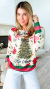 Untamed Holiday Bloom Italian Emilia Knit Sweater-140 Sweaters-SORPRESA-Coastal Bloom Boutique, find the trendiest versions of the popular styles and looks Located in Indialantic, FL