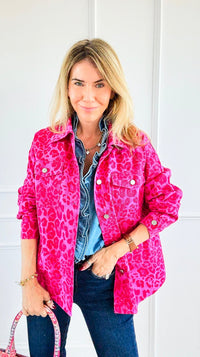 Untamed Mood Pink Leopard Utility Jacket-160 Jackets-DAVI & DANI-Coastal Bloom Boutique, find the trendiest versions of the popular styles and looks Located in Indialantic, FL
