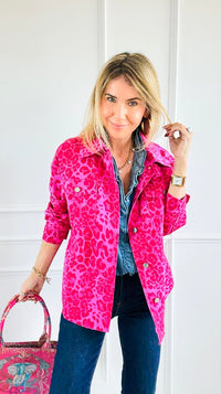 Untamed Mood Pink Leopard Utility Jacket-160 Jackets-DAVI & DANI-Coastal Bloom Boutique, find the trendiest versions of the popular styles and looks Located in Indialantic, FL