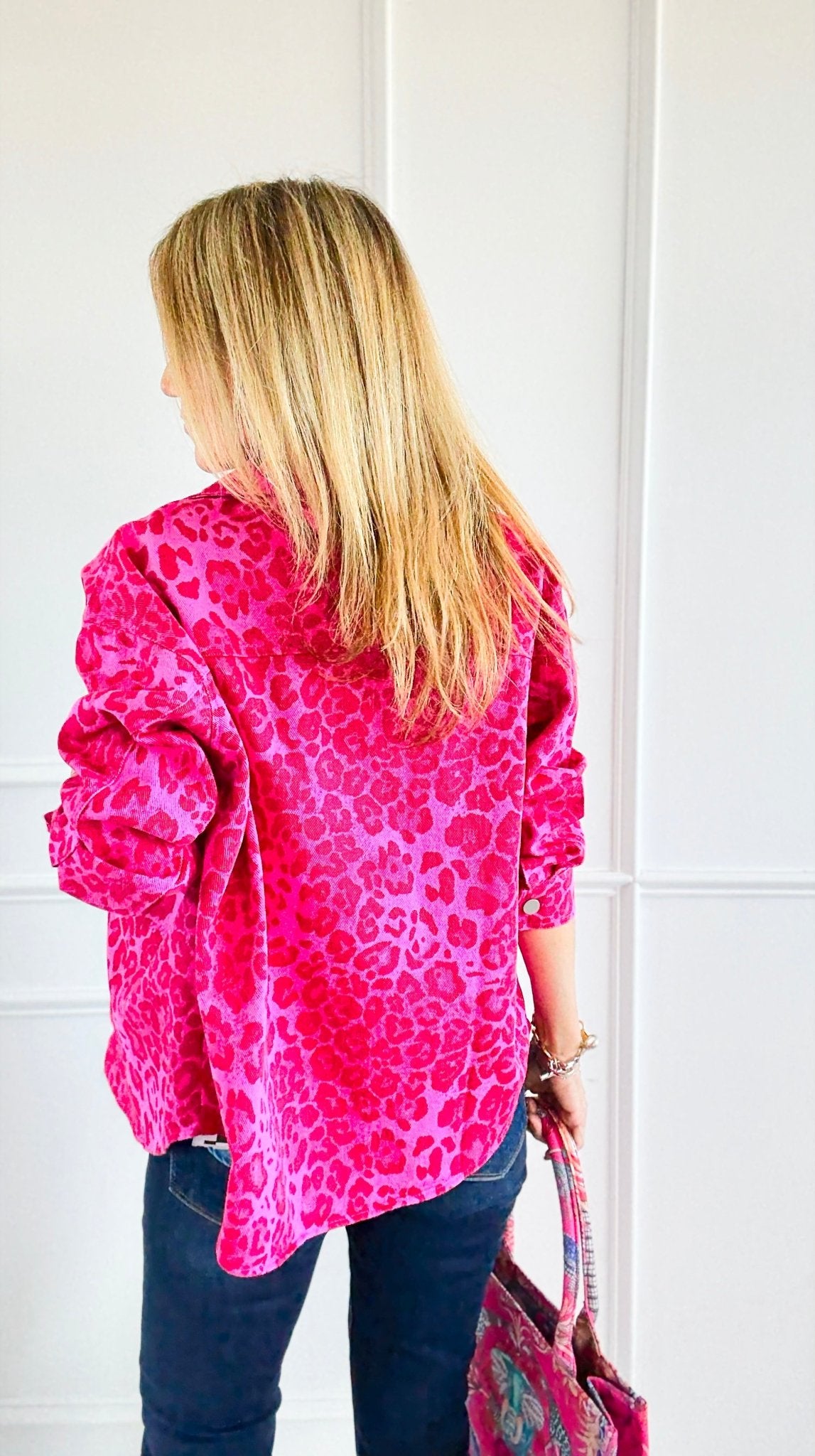 Untamed Mood Pink Leopard Utility Jacket-160 Jackets-DAVI & DANI-Coastal Bloom Boutique, find the trendiest versions of the popular styles and looks Located in Indialantic, FL