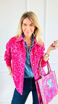 Untamed Mood Pink Leopard Utility Jacket-160 Jackets-DAVI & DANI-Coastal Bloom Boutique, find the trendiest versions of the popular styles and looks Located in Indialantic, FL