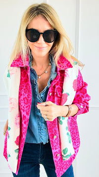 Untamed Mood Pink Leopard Utility Jacket-160 Jackets-DAVI & DANI-Coastal Bloom Boutique, find the trendiest versions of the popular styles and looks Located in Indialantic, FL