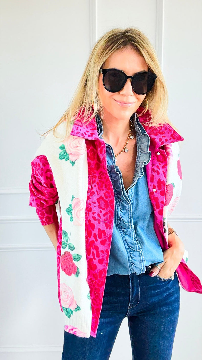 Untamed Mood Pink Leopard Utility Jacket-160 Jackets-DAVI & DANI-Coastal Bloom Boutique, find the trendiest versions of the popular styles and looks Located in Indialantic, FL