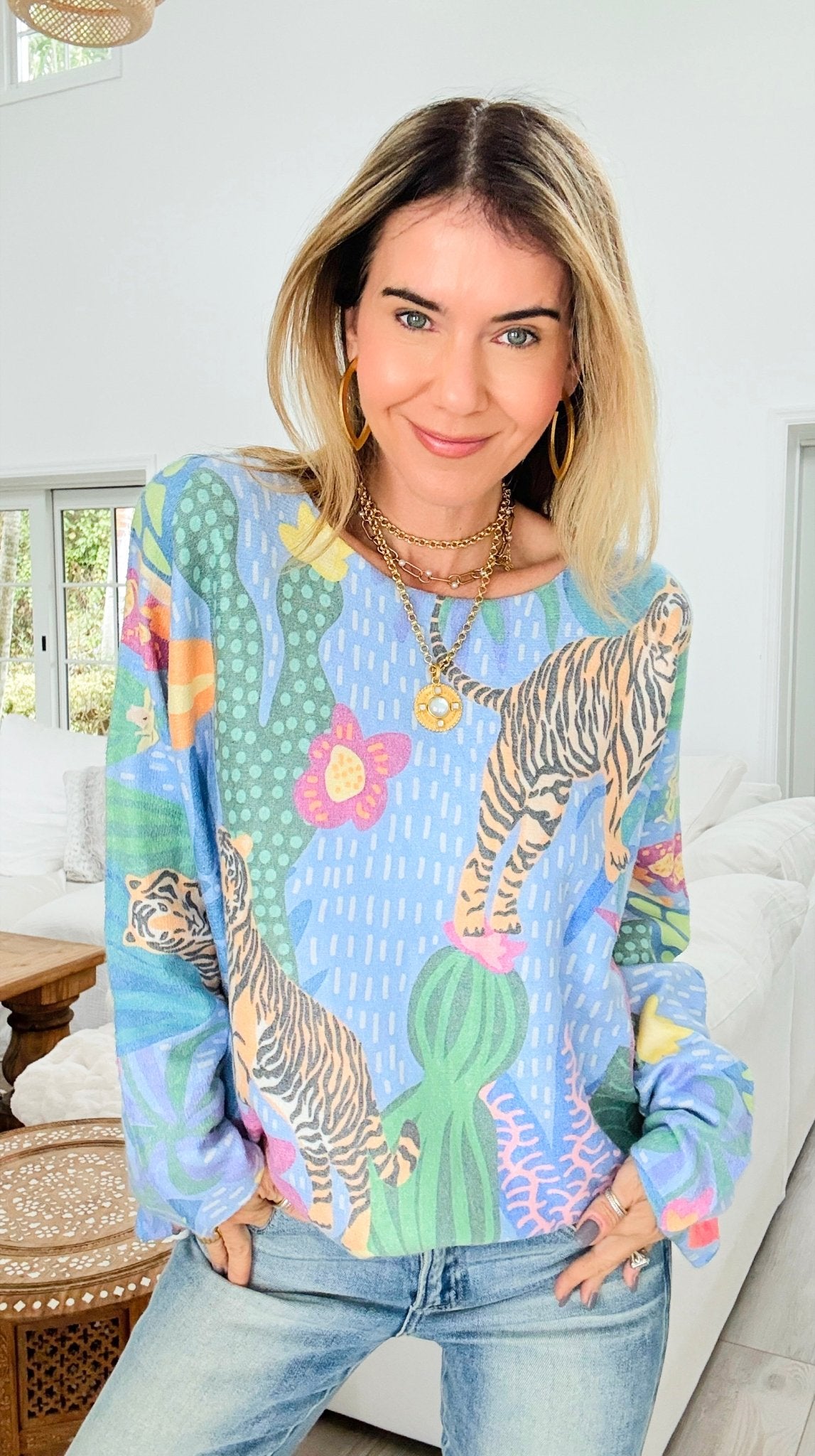 Untamed Paradise Italian Milano Sweater-140 Sweaters-SORPRESA-Coastal Bloom Boutique, find the trendiest versions of the popular styles and looks Located in Indialantic, FL