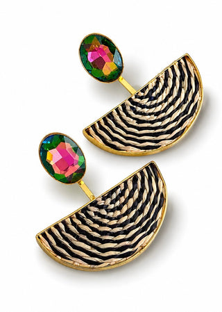 Uptown Resort Raffia Earring - Volcano/Stripes