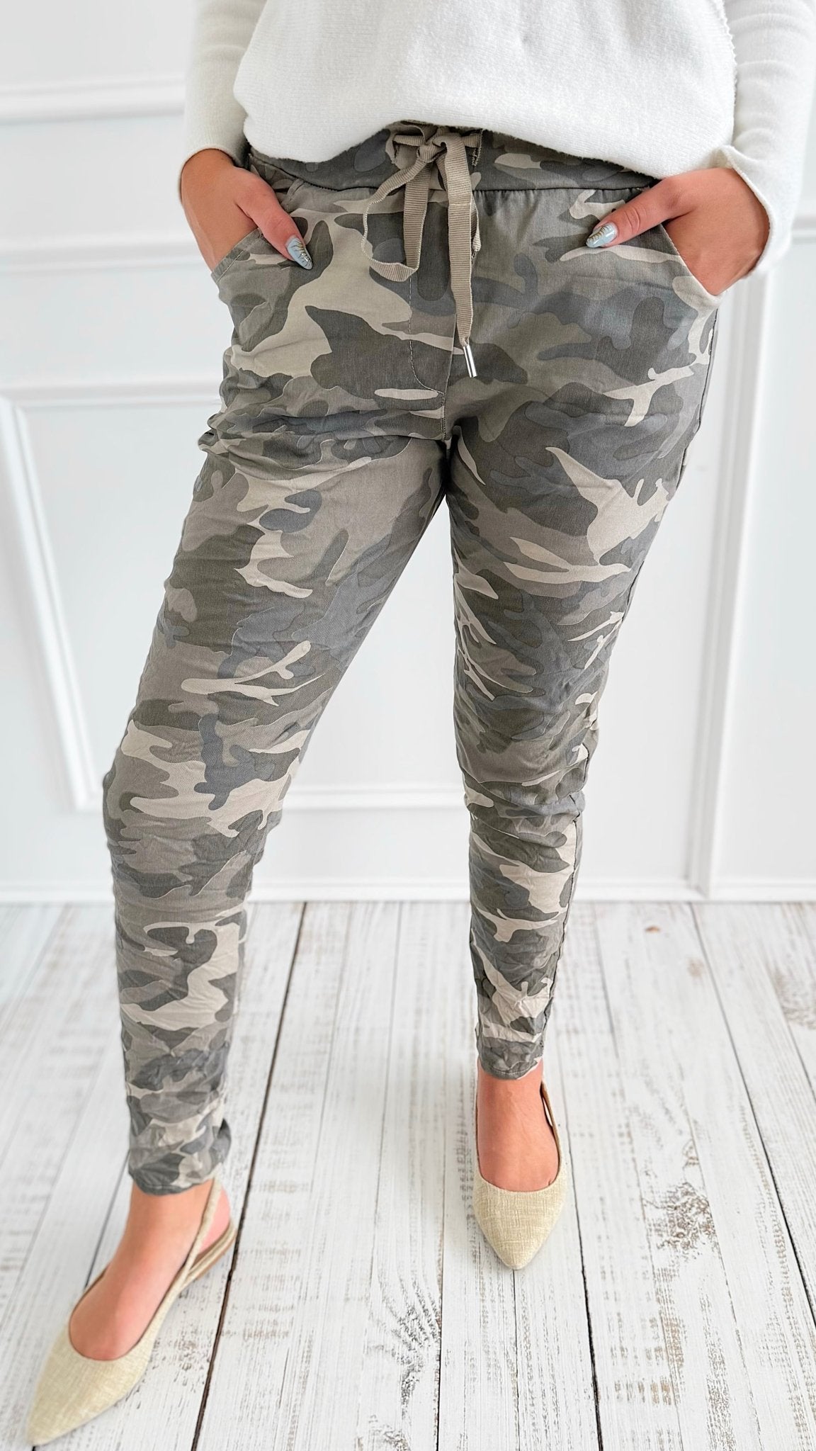 Urban Camo Italian Jogger- Taupe/Grey-180 Joggers-SUNNY HOLIDAYS-Coastal Bloom Boutique, find the trendiest versions of the popular styles and looks Located in Indialantic, FL