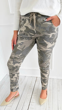 Urban Camo Italian Jogger- Taupe/Grey-180 Joggers-SUNNY HOLIDAYS-Coastal Bloom Boutique, find the trendiest versions of the popular styles and looks Located in Indialantic, FL