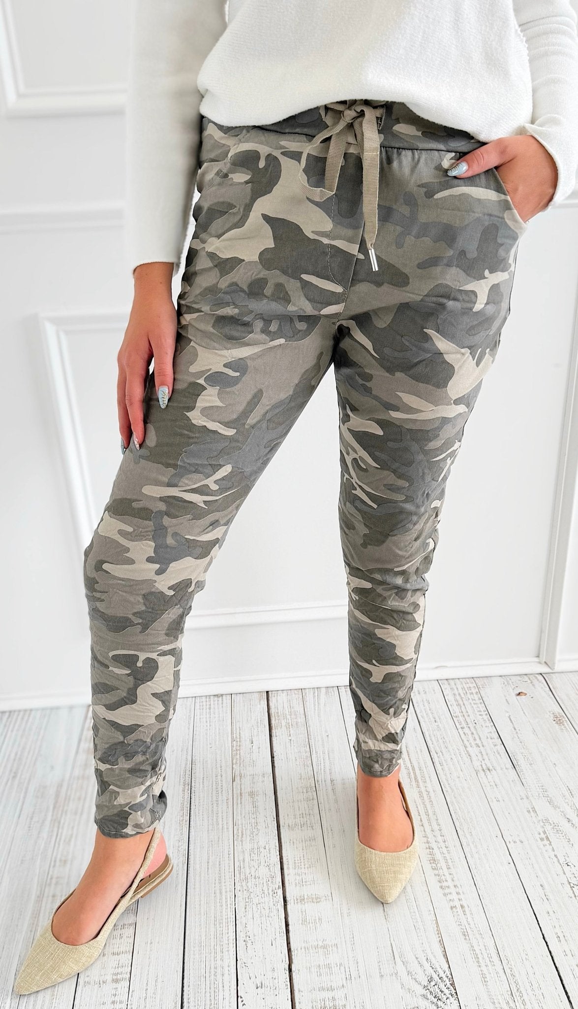 Urban Camo Italian Jogger- Taupe/Grey-180 Joggers-SUNNY HOLIDAYS-Coastal Bloom Boutique, find the trendiest versions of the popular styles and looks Located in Indialantic, FL