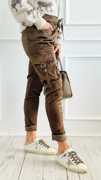 Urban Cargo Wish List Italian Joggers- Brown-180 Joggers-CRIS S.R.L.-Coastal Bloom Boutique, find the trendiest versions of the popular styles and looks Located in Indialantic, FL