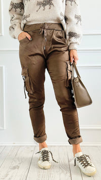 Urban Cargo Wish List Italian Joggers- Brown-180 Joggers-CRIS S.R.L.-Coastal Bloom Boutique, find the trendiest versions of the popular styles and looks Located in Indialantic, FL