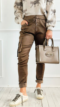Urban Cargo Wish List Italian Joggers- Brown-180 Joggers-CRIS S.R.L.-Coastal Bloom Boutique, find the trendiest versions of the popular styles and looks Located in Indialantic, FL