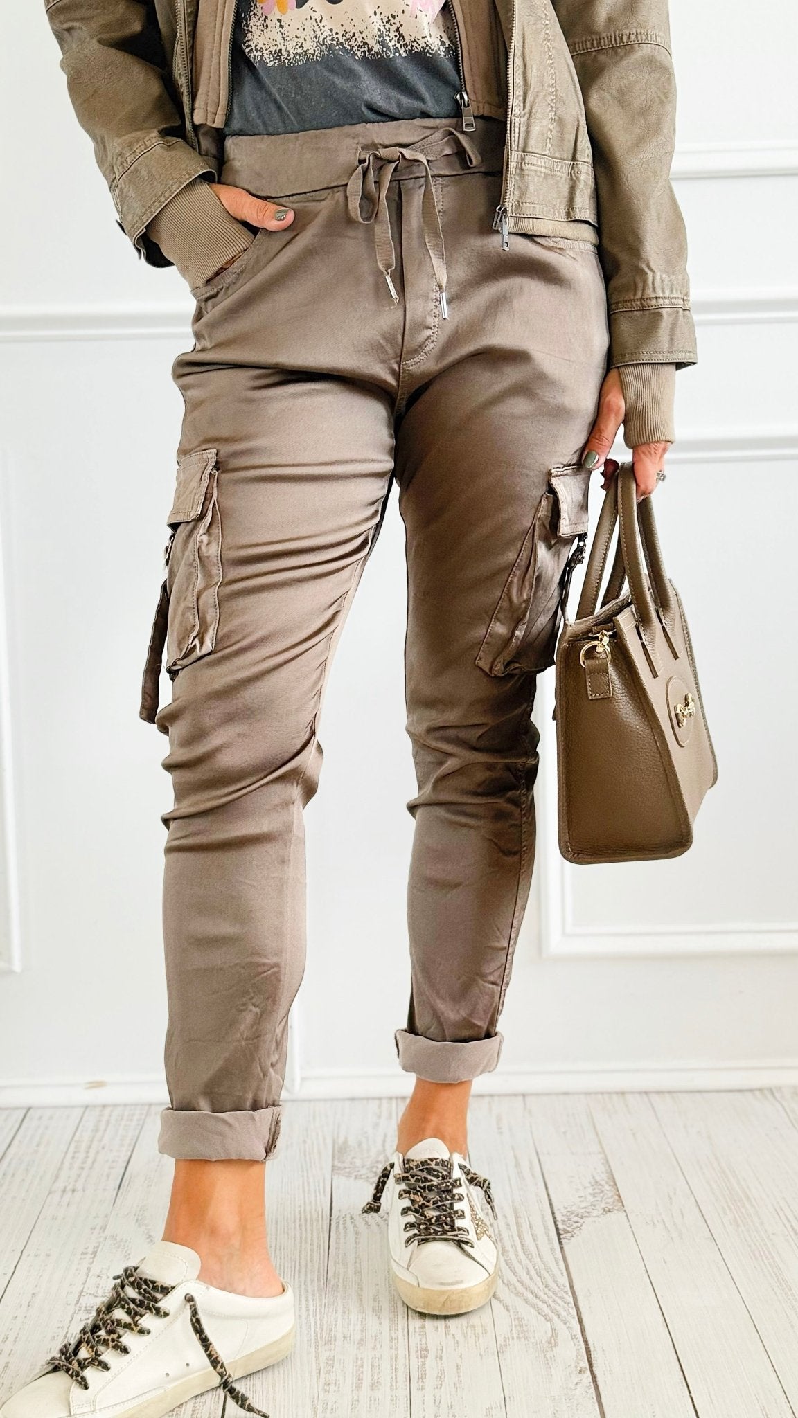 Urban Cargo Wish List Italian Joggers- Taupe-180 Joggers-CRIS S.R.L.-Coastal Bloom Boutique, find the trendiest versions of the popular styles and looks Located in Indialantic, FL