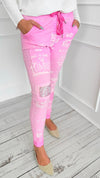Urban Edge Graphic Italian Jogger- Pink-180 Joggers-SUNNY HOLIDAYS-Coastal Bloom Boutique, find the trendiest versions of the popular styles and looks Located in Indialantic, FL